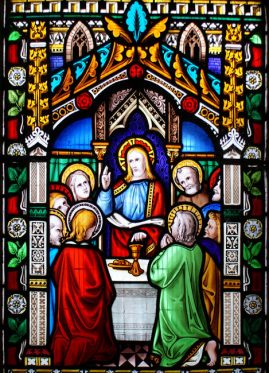 Stained glass of St Edmunds, Dolton, Devon - The last supper