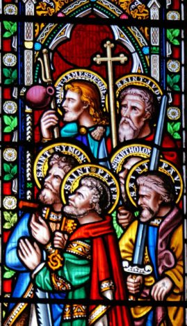 Stained glass of St Edmunds, Dolton, Devon - The Apostles
